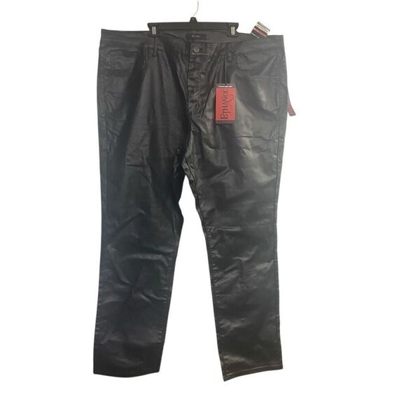 ETHANOL‎ Men’s Jean Style Pants Size 48  Measures Smaller Black Leather Look New - Picture 1 of 14